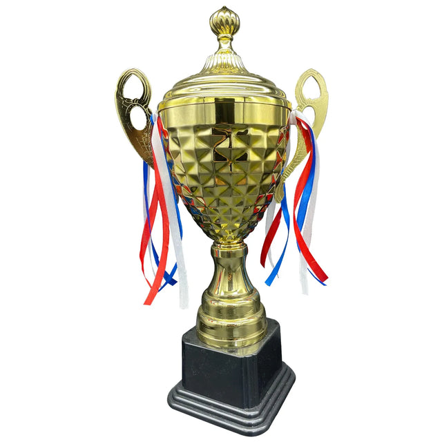 Gold Plated Trophy With Black Base For School Ceremony Appreciation Gift Sports Tournaments Competitions Sports Awards | Ideal for All Surfaces, Kids & Adults | Match-Ready | Includes Pump & Needle
