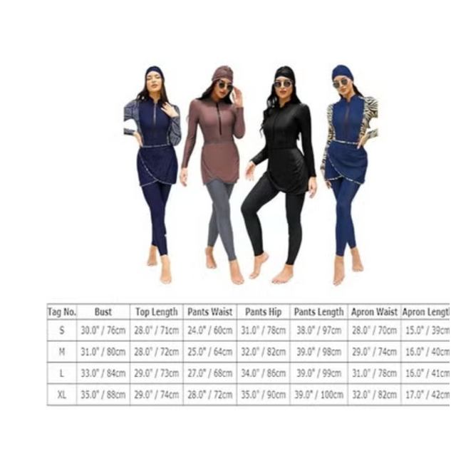 Muslim Women Modest Swimsuit Full Coverage Floral Print Three Piece Islamic Hijab Ladies Beachwear Swimming Swimwear | Ideal for All Surfaces, Kids & Adults | Match-Ready | Includes Pump & Needle