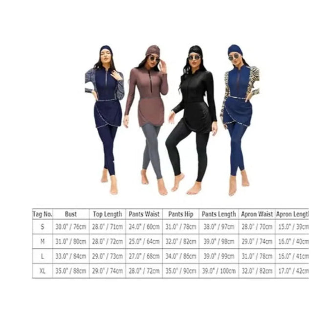 Muslim Women Modest Swimsuit Full Coverage Floral Print Three Piece Islamic Hijab Ladies Beachwear Swimming Swimwear | Ideal for All Surfaces, Kids & Adults | Match-Ready | Includes Pump & Needle