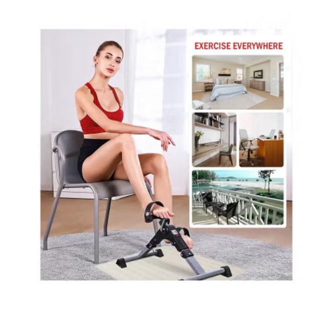 Foldable LCD Monitor Resistance Mini Exercise Bike Pedals Peddler Exrciser For Arms And Legs For Office Or Home | Ideal for All Surfaces, Kids & Adults | Match-Ready | Includes Pump & Needle