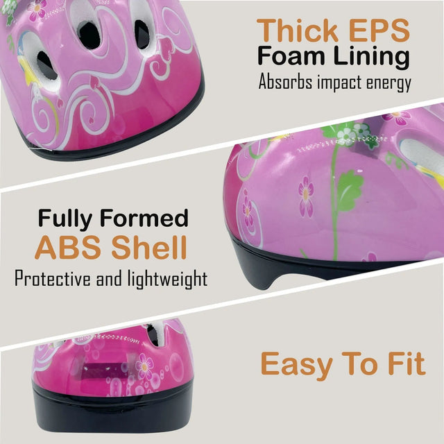 Kids Bike Helmet Set Skateboard Knee Pads - Kids Helmet Elbow Pads Wrist Guards Adjustable for 3~10yrs Girl Boy Kids Protective Gear Set for Sport Cycling Bike Roller Skating Scooter
