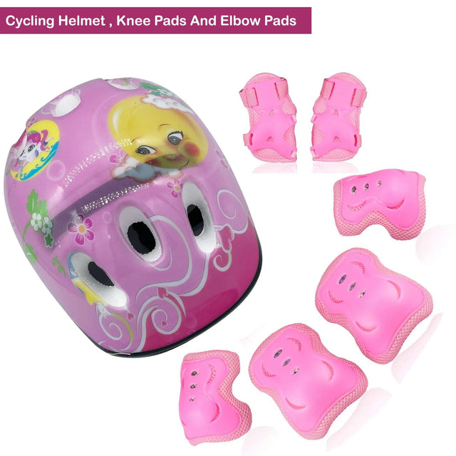 Kids Bike Helmet Set Skateboard Knee Pads - Kids Helmet Elbow Pads Wrist Guards Adjustable for 3~10yrs Girl Boy Kids Protective Gear Set for Sport Cycling Bike Roller Skating Scooter
