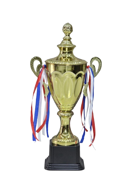 Set of 3 Gold Iron Metal Trophy Cups – 53cm, 48cm, 42cm | Premium Awards for Sports Events, Championships, Football Leagues & Team Collaboration