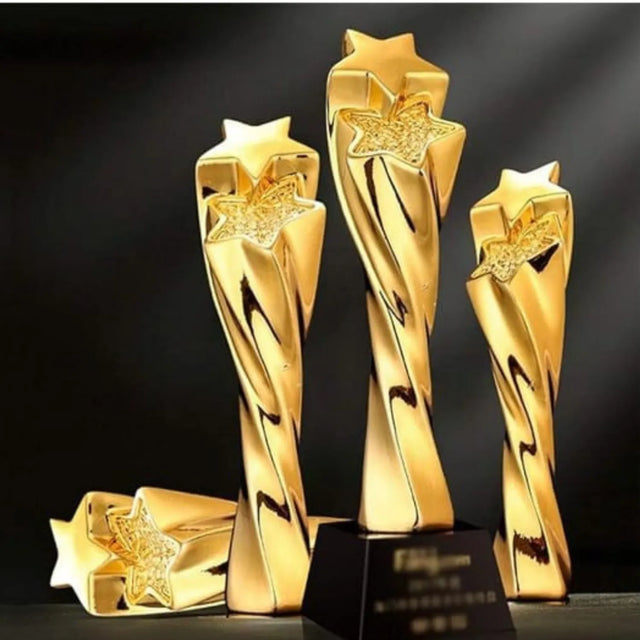 Gold Star Spiral Trophy ? 27.6cm | Elegant Resin Award with Black Base 6743 | Ideal for All Surfaces, Kids & Adults | Match-Ready | Includes Pump & Needle | Durable & Long-Lasting Performance