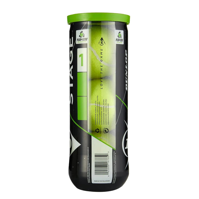 Dunlop Stage 1-3er Dose Tennis Balls | Ideal for All Surfaces, Kids & Adults | Match-Ready | Includes Pump & Needle | Durable & Long-Lasting Performance