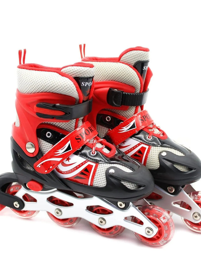 Full Set Single Flash S/M/L Children's Roller Skates Adult Roller Skates Adjustable Skates 905 | Ideal for All Surfaces, Kids & Adults | Match-Ready | Includes Pump & Needle | Durable & Long-Lasting Performance