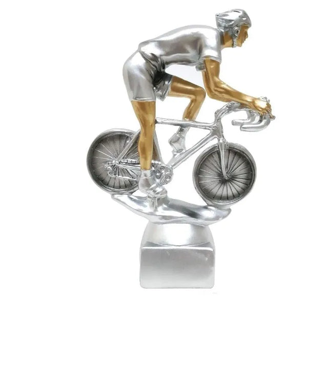 Bicycle Shape Trophy Height 20 cm Width 14 cm Depth 7 cm Silver/Brown For Cycling Championship Award School Events Birthdays Sports Games Company Events Football Team(4600-A6) | Ideal for All Surfaces