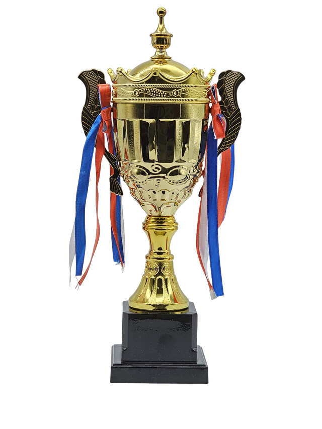 Set of 3 Gold Iron Metal Trophy Cups – 52cm, 47cm, 43cm | Premium Awards for Sports Events, Championships, Football Leagues & Team Collaboration