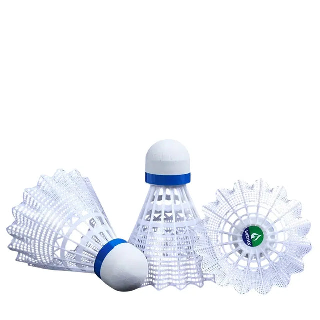 Plastic Badminton Shuttlecocks Advanced Nylon Feather High-Speed Birdie 12 Pieces 5052-W | Ideal for All Surfaces, Kids & Adults | Match-Ready | Includes Pump & Needle | Durable & Long-Lasting Performance