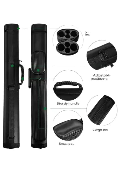 2 x 2 Hard Oval Pool Cue Billiard Stick Carrying Case Pool Table Accessories Pool Cue Case Pool Stick Case Billiard Cue Cases 4 Holes Pu Pool Cue Bags | Ideal for All Surfaces, Kids & Adults