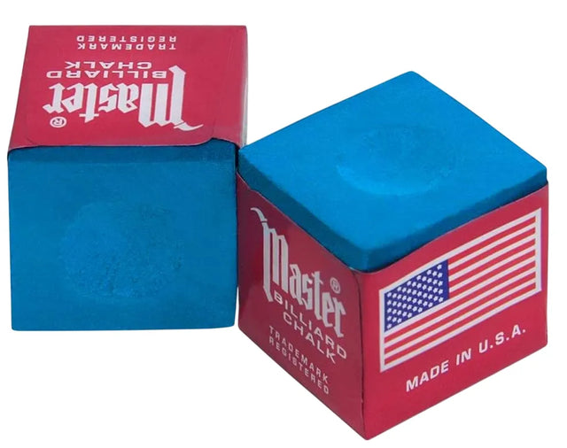 Master Billiards/Pool Cue Chalk Box, 12 Cubes | Ideal for All Surfaces, Kids & Adults | Match-Ready | Includes Pump & Needle | Durable & Long-Lasting Performance