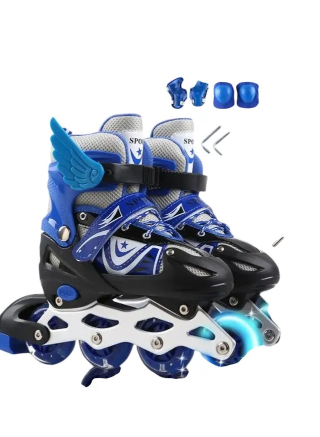 Full Set Single Flash S/M/L Children's Roller Skates Adult Roller Skates Adjustable Skates 905 | Ideal for All Surfaces, Kids & Adults | Match-Ready | Includes Pump & Needle | Durable & Long-Lasting Performance