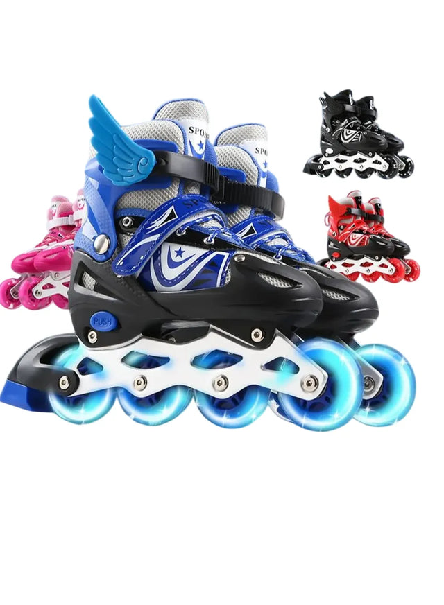 Full Set Single Flash S/M/L Children's Roller Skates Adult Roller Skates Adjustable Skates 905 | Ideal for All Surfaces, Kids & Adults | Match-Ready | Includes Pump & Needle | Durable & Long-Lasting Performance