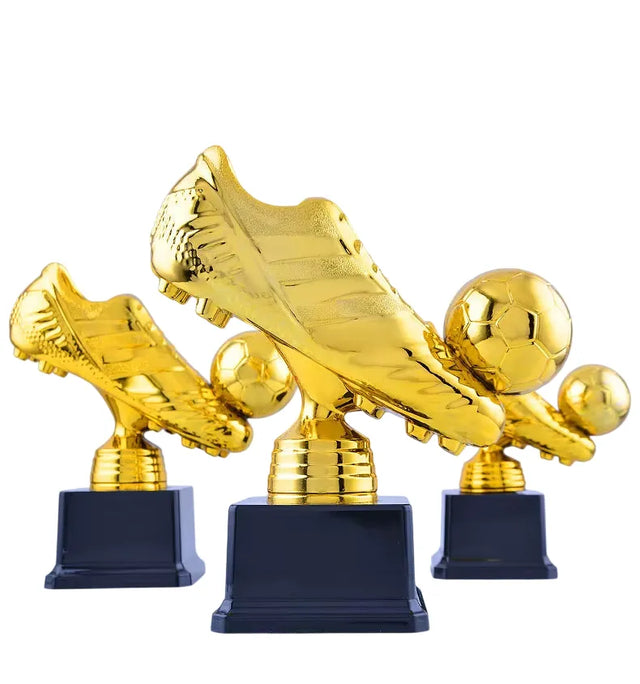 23cm Golden Football Shoe Trophy ? Soccer Award for Tournaments, Ceremonies, and Celebrations ? Durable Plastic Material with Sturdy Base | Ideal for All Surfaces, Kids & Adults | Match-Ready