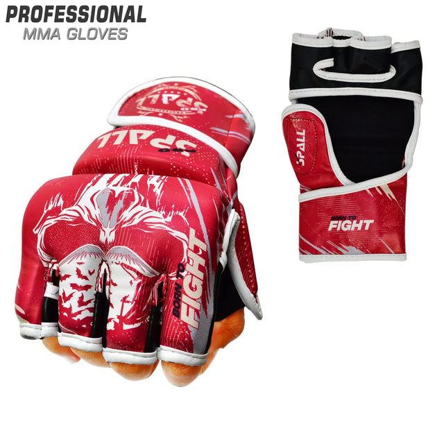 MMA Gloves Artificial Leather Half-Finger Red Black Blue Men & Women Punching Bag for UFC Muay Thai Kickboxing Sparring Training and Combat Grappling Gloves By SPALL(SI-2201) | Ideal for All Surfaces