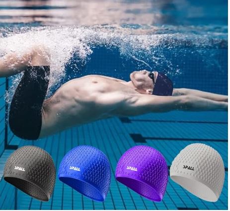 Swimming Cap Comfortable Rubber Swim Bubble Cap Waterproof High Elastic For Long Short And Curly Hair Curly Braids Silicone Shower Hat Keep Hairstyle | Ideal for All Surfaces, Kids & Adults | Match-Ready