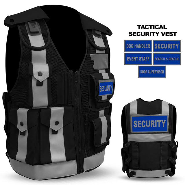 Security Vest Black One Size Fit For All High Visibility Durable To Use Construction Work Wear For Men And Women
