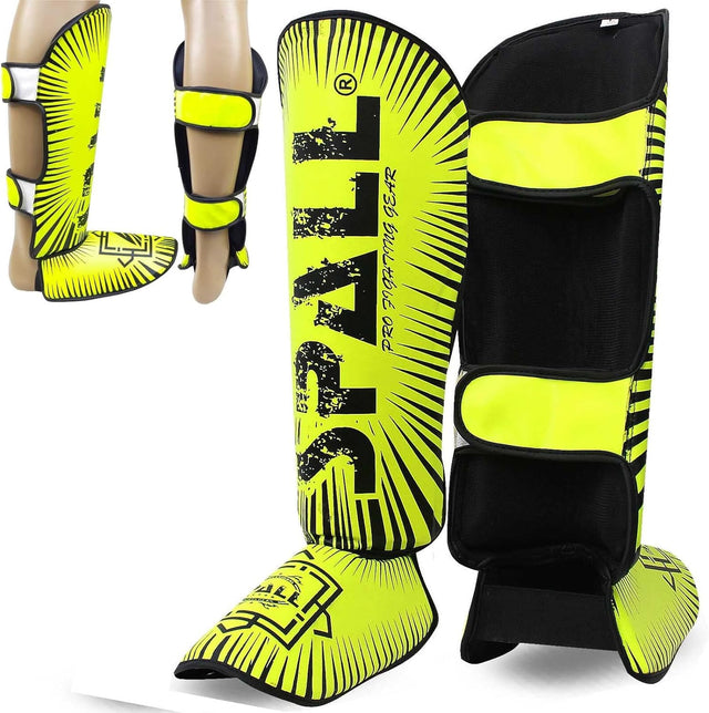 Shin In Step Guard XS S M L XL White Red Green F.Yellow Orange Black For Martial Arts Sparring Kickboxing Karate Boxing Gear And Training For Men And Women(SI-1141) | Ideal for All Surfaces, Kids & Adults