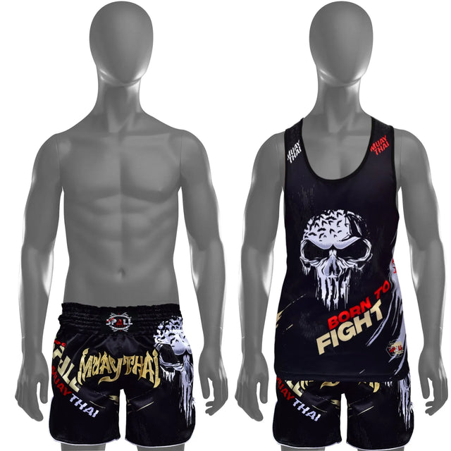 THAI SHORTS? (SET) BORN TO FIGHT Perfect for the Muay thai, gym, jogging Sport | Ideal for All Surfaces, Kids & Adults | Match-Ready | Includes Pump & Needle | Durable & Long-Lasting Performance