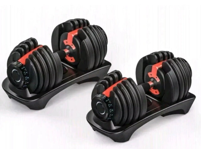 24KG PAIR of Smart ADJUSTABLE DUMBBELLS with Quick Automatic 15 Different Weights Adjustment and Weighing Board, For Home Gym Exercises and Workouts 2110320 | Ideal for All Surfaces, Kids & Adults