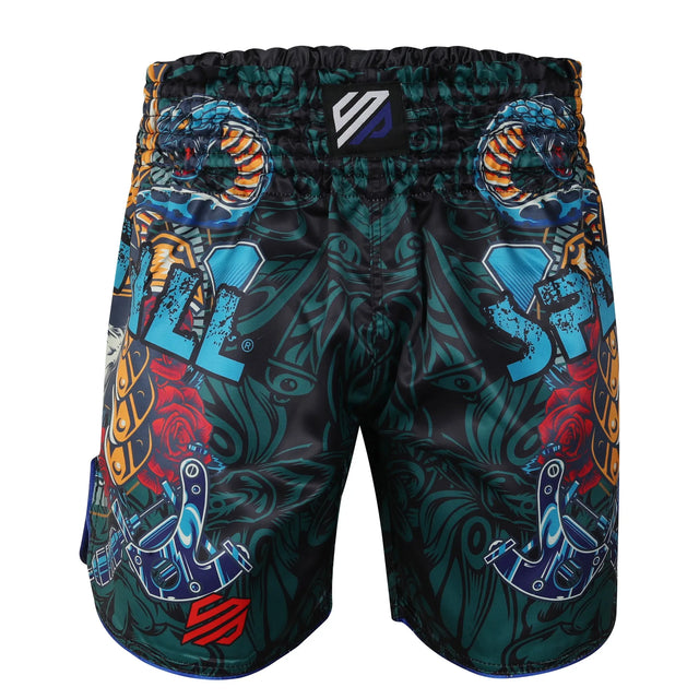 Muay Thai Shorts Green Black For professionals And Beginners (SI-3260) | Ideal for All Surfaces, Kids & Adults | Match-Ready | Includes Pump & Needle | Durable & Long-Lasting Performance