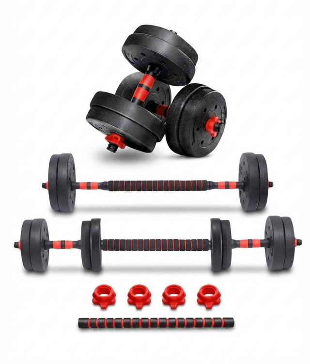Adjustable Dumbbell Set 10kg 15kg 20kg with Connecting Bar Home Gym Weight Set Strength Training Fitness Workout Equipment for Men and Women