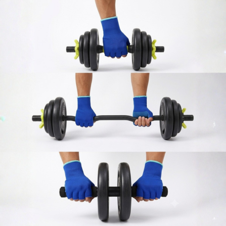 SPALL 20KG Adjustable Dumbbell Set with Curl Bar, Ab Wheel, Workout Gloves & Wrist Support Bands – All-in-One Home Gym Weight Training Kit, Strength Training Equipment for Men & Women