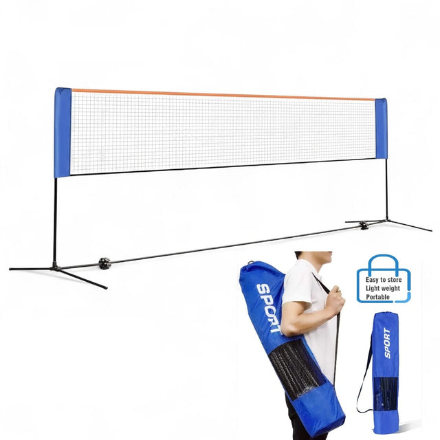 spall Badminton Net Set 5 Meter Portable Outdoor Indoor Badminton Net System with Durable Net Poles Carry Bag for Backyard Garden Beach School Sports Training