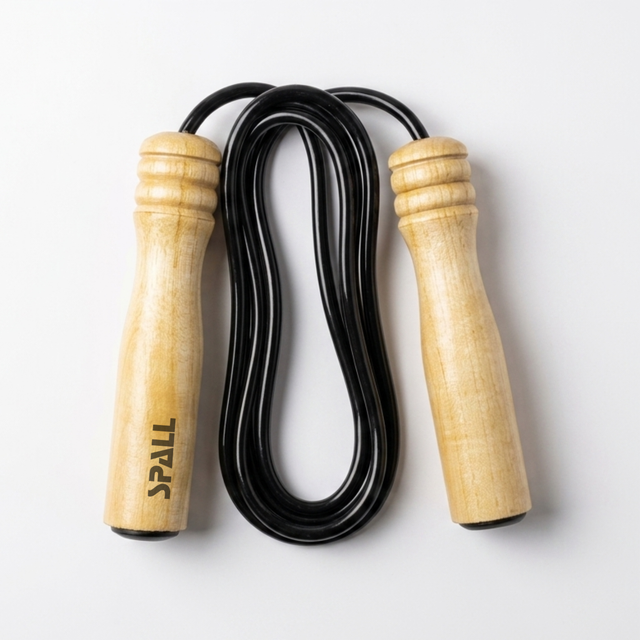SPALL Premium Speed Jump Rope with Wooden Handles, Cable Skipping Rope for Fitness Training, Cardio Workout, Boxing, MMA, Crossfit, Endurance, Home Gym and Outdoor Exercise