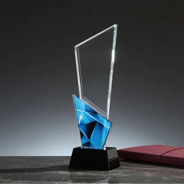 Crystal 3D Laser Engraved Trophy with Wooden Base – Premium Award & Souvenir Gift