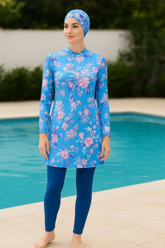 Women’s Islamic Full Coverage Swimwear – Modest Swimming Costume – Available in Black & Blue