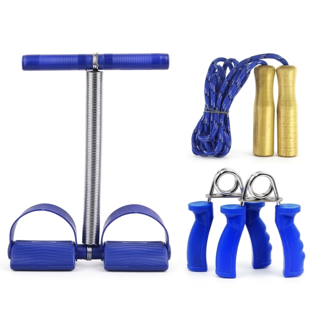 3 Way Fitness Training Set Resistance Rope Hand Grips Spring Tummy Trimmer Full Body Workout Equipment