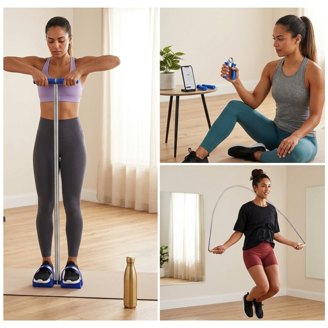 3 Way Fitness Training Set Resistance Rope Hand Grips Spring Tummy Trimmer Full Body Workout Equipment