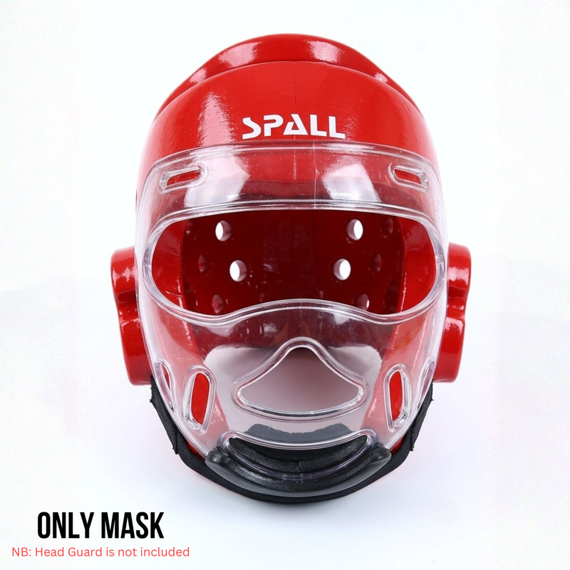 spall Taekwondo Protective Face Shield Mask for Sparring and Training, Clear Full Face Guard, Impact Resistant Martial Arts Protection Gear, Adjustable Elastic Strap, Lightweight Safety Mask for Adults and Youth