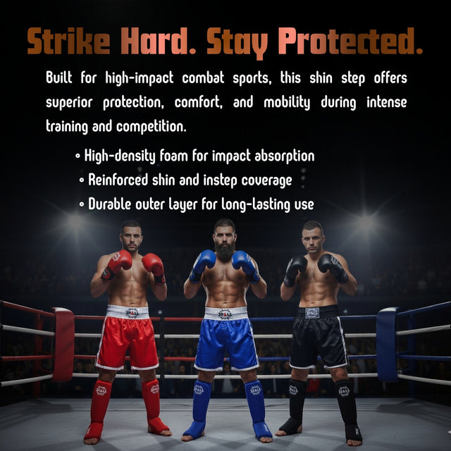 Shin Instep Guard Protective Leg Pad S M L XL Red Blue Black For Wrestling Sparring Karate MMA Muay Thai Boxing Kickboxing Sports Training Protective Gear Ideal For Men And Women(SI-1245)