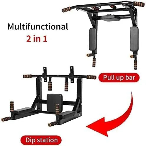 Spall Wall Mounted Pull Up Bar | Multi-Grip Chin Up Station with Hooks for Punching Bags, Power Ropes & Dip Training – Heavy Duty Home Gym Equipment