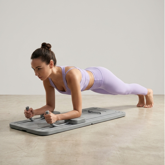 Multifunctional ABS Push Up Board with Resistance Bands, Pilates Bar, Ab Roller, Elbow Support Pads, Foldable Home Gym Workout System for Full Body Strength Training