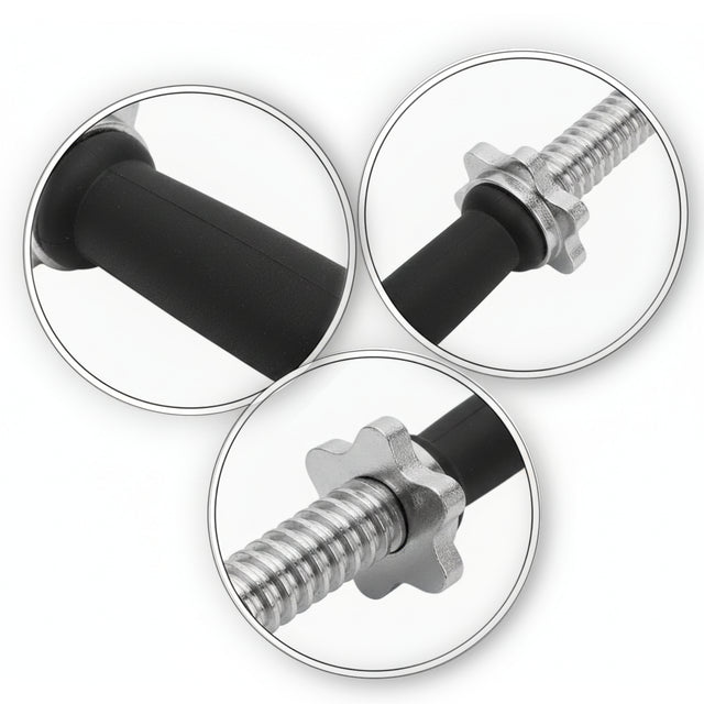 Premium Dumbbell Handle with Spinlock Collars – Heavy-Duty Steel Weight Lifting Bar for Home & Gym Workouts