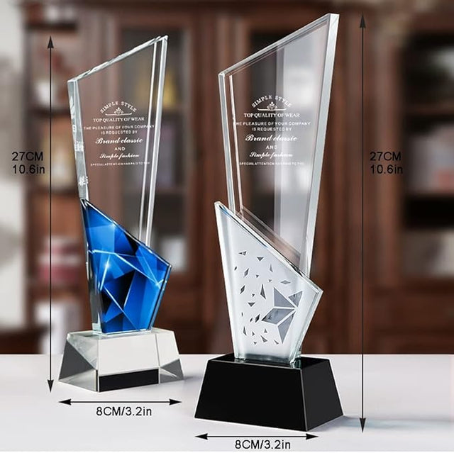 Crystal 3D Laser Engraved Trophy with Wooden Base – Premium Award & Souvenir Gift