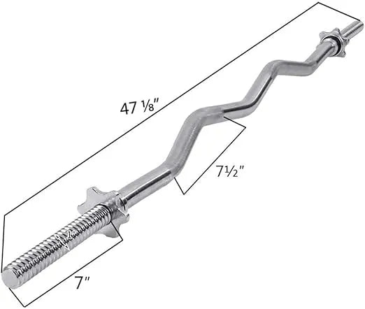 120cm Standard Straight Barbell Bar & EZ Curl Barbell Bar, 220Kg Max Weight Bar 2.5cm Diameter 1583 | Ideal for All Surfaces, Kids & Adults | Match-Ready | Includes Pump & Needle | Durable & Long-Lasting Performance