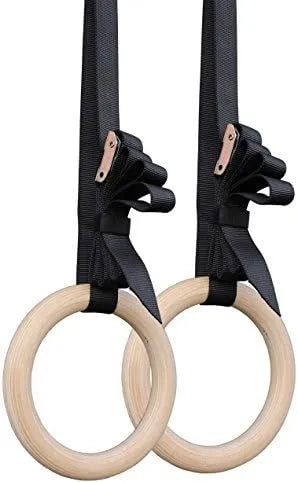 Olympic Gymnastics Rings with Adjustable Buckle Straps | Heavy-Duty Fitness Rings for Home Gym, Pull-Ups, Muscle Lifting, Strength & Bodyweight Training | Ideal for All Surfaces, Kids & Adults