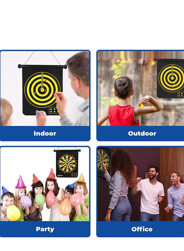 Magnetic Dart Board S/M/L for Double Sided Dart Board Game Set, Indoor Outdoor Dart Board Game with 6pcs Safe Magnetic Darts, Gifts for Teenage | Ideal for All Surfaces, Kids & Adults | Match-Ready
