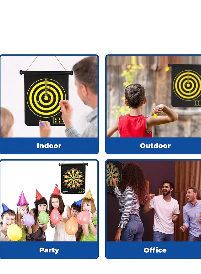 Magnetic Dart Board S/M/L for Double Sided Dart Board Game Set, Indoor Outdoor Dart Board Game with 6pcs Safe Magnetic Darts, Gifts for Teenage | Ideal for All Surfaces, Kids & Adults | Match-Ready
