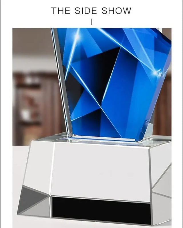 Crystal 3D Laser Engraved Trophy with Wooden Base – Premium Award & Souvenir Gift