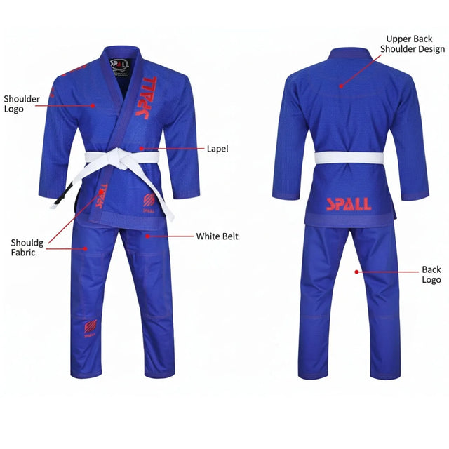 Spall Jiu Jitsu Suit BJJ Gi Durable Lightweight Training Uniform for Men Women Kids