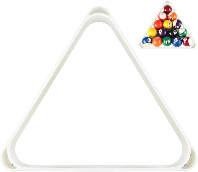 White Plastic Billiard Pool Ball 8-Ball Triangle Racks / 9-Ball Diamond Pool Ball Racks Fit Standard 2-1/4" Billiard Pool Balls, Heavy Duty Eight Ball Triangle Rack | Ideal for All Surfaces, Kids & Adults