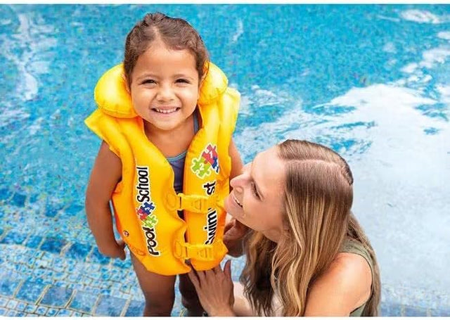 Pool School - Deluxe Swim Vest 50x47cm | Ideal for All Surfaces, Kids & Adults | Match-Ready | Includes Pump & Needle | Durable & Long-Lasting Performance