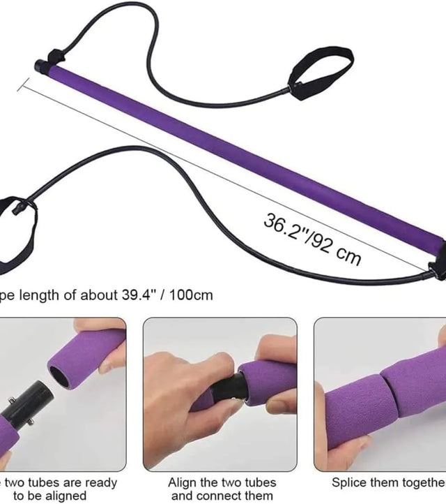 Pilates Resistance Band Pilates Bar Stick for Home Gym, Workout, Fitness, Yoga | Ideal for All Surfaces, Kids & Adults | Match-Ready | Includes Pump & Needle | Durable & Long-Lasting Performance