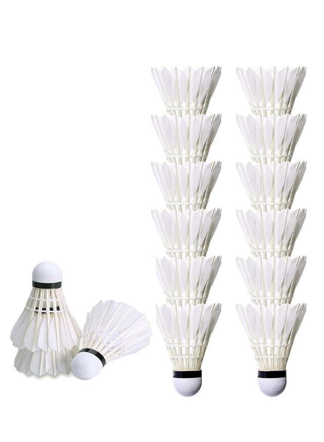 Spall 12-Pack Goose Feather Badminton Shuttlecocks ? Durable & High-Speed Training 2353 | Ideal for All Surfaces, Kids & Adults | Match-Ready | Includes Pump & Needle | Durable & Long-Lasting Performance