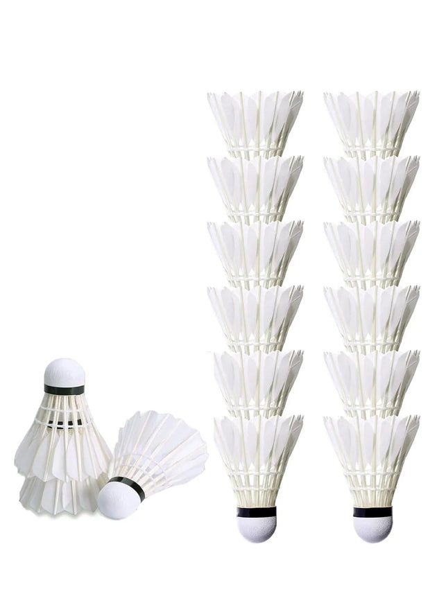 Spall 12-Pack Goose Feather Badminton Shuttlecocks ? Durable & High-Speed Training 2353 | Ideal for All Surfaces, Kids & Adults | Match-Ready | Includes Pump & Needle | Durable & Long-Lasting Performance
